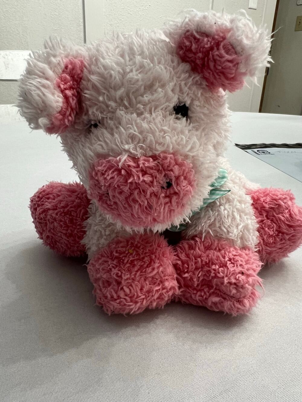 Melissa & Doug Meadow Medley Pink Pig Plush Gingham Bow 8” Stuffed Animal